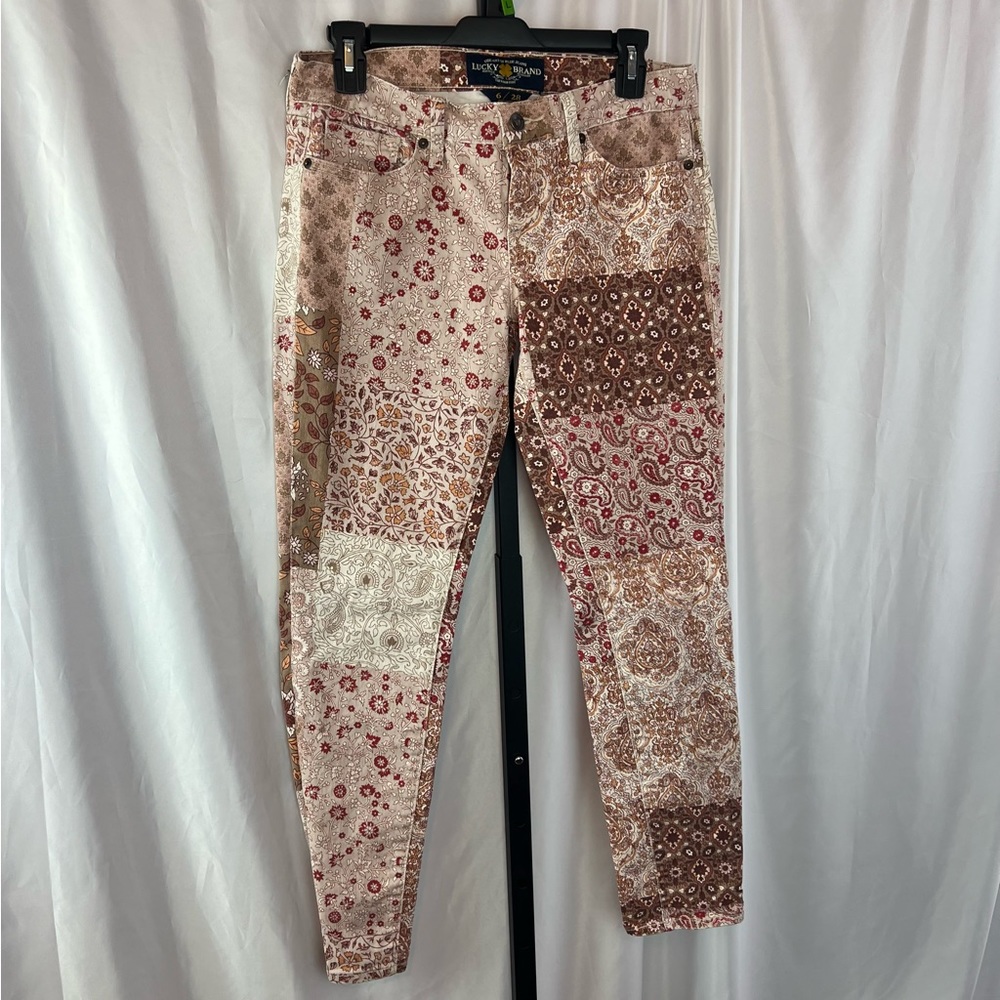 Lucky Brand Charlie Skinny Patchwork Print Jeans, size 6 - Picture 1 of 7
